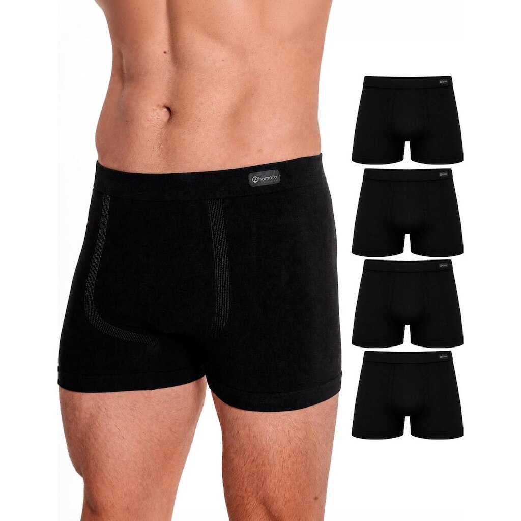 Kit 4 Cuecas Boxer Zhamaro Algodão Masculina Sem Costura Box Confortável Respirável Macia Adulto