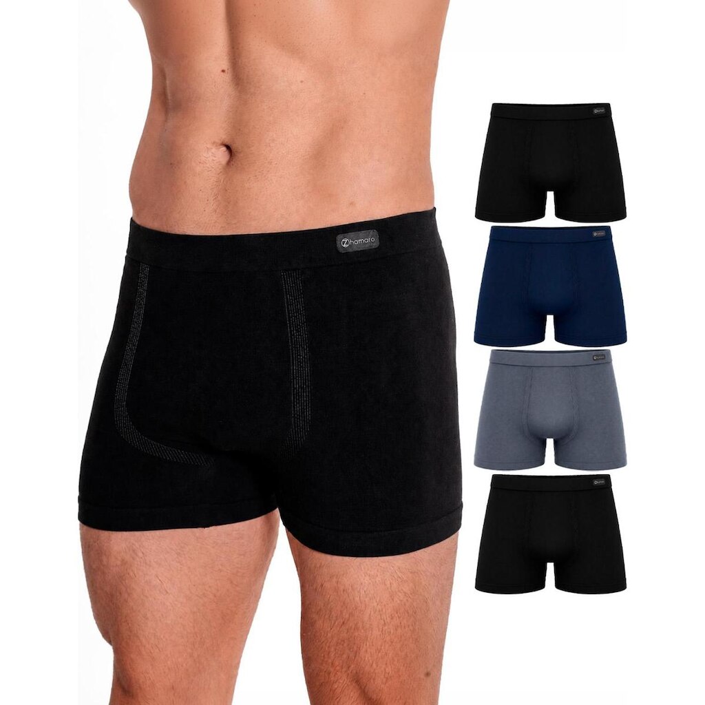 Kit 4 Cuecas Boxer Zhamaro Algodão Masculina Sem Costura Box Confortável Respirável Macia Adulto