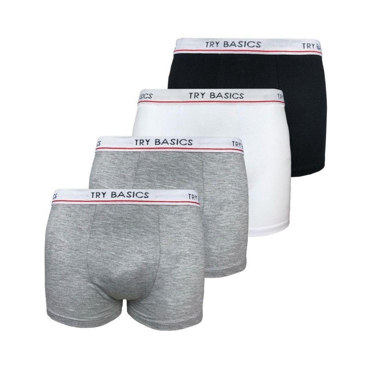 Kit 4 Cuecas Boxers Infantil Box Algodão Cotton Conforto - Cinza+Preto Menor preço em Kit 4 Cuecas Boxers Infantil Box Algodão Cotton Conforto - Cinza+Preto