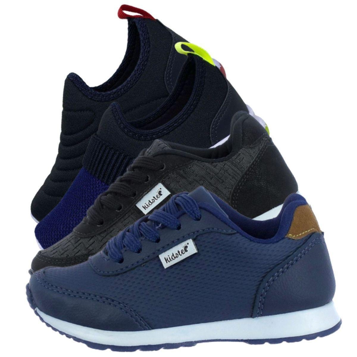 Kit 4 Pares de Tenis Infantil Calce Facil e Jogging Escolar Menor preço em Kit 4 Pares de Tenis Infantil Calce Facil e Jogging Escolar