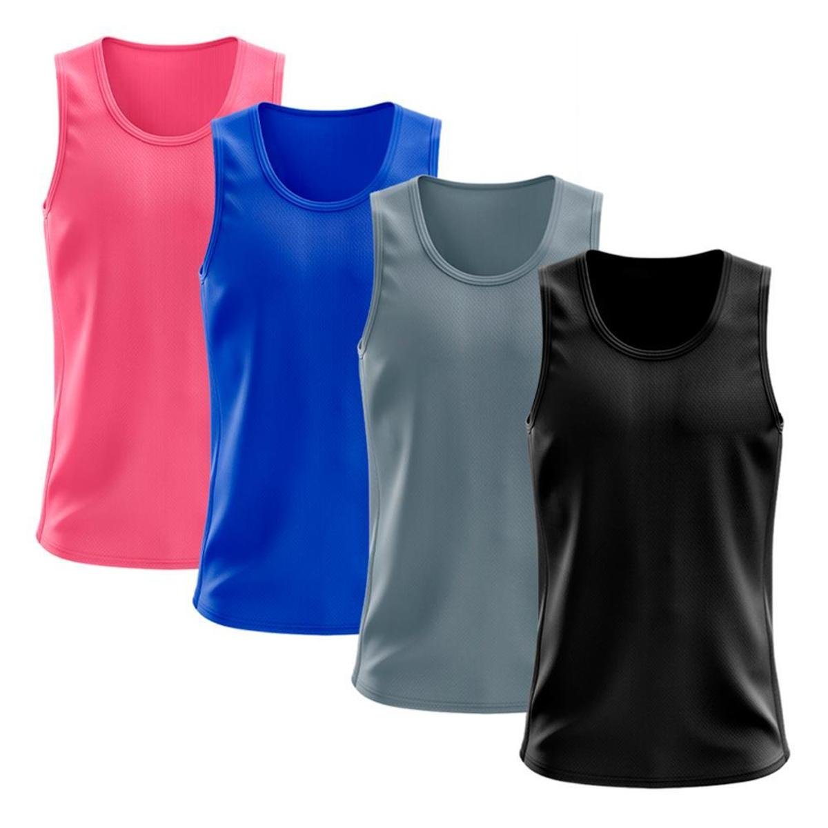 Kit 4 Regata Dry Lisa Básica Proteção Solar UV Térmica Camiseta Treino Academia Ciclismo Regatas