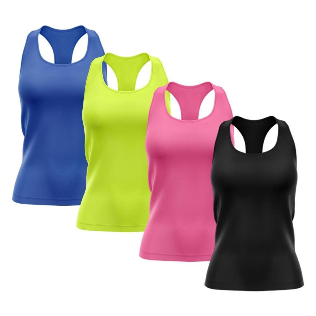 Kit 4 Regata Nadador Feminina Dry Proteção Solar UV Fitness Academia Treino Blusinha Regatas