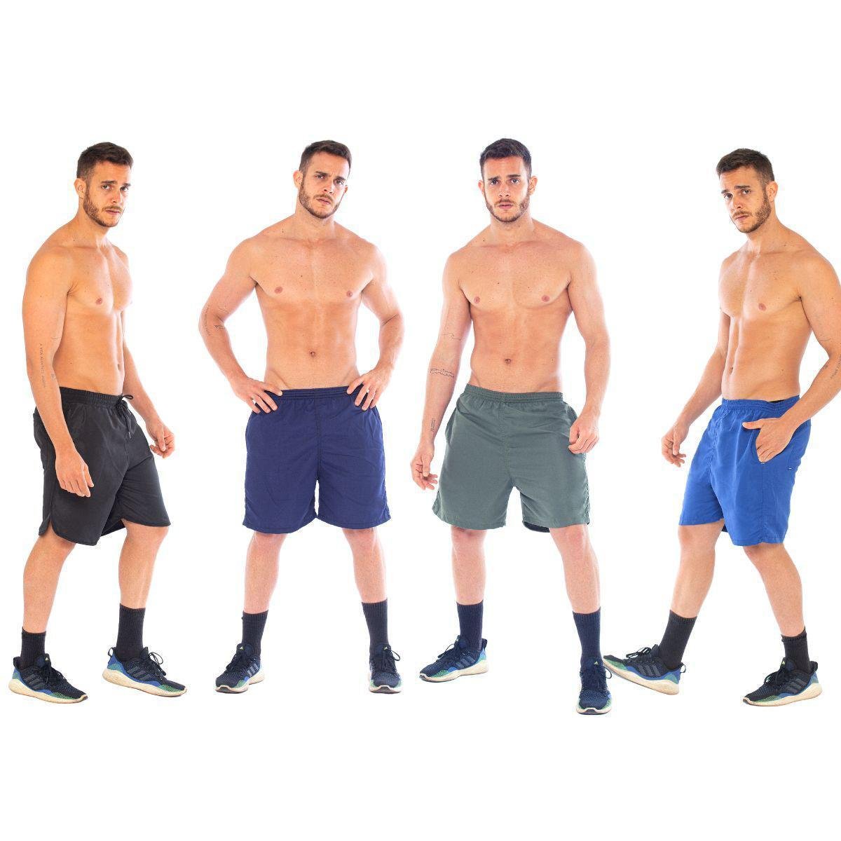 Kit 4 Short Masculino Academia Liso 3 Bolsos Original Cordão interno Tactel Menor preço em Kit 4 Short Masculino Academia Liso 3 Bolsos Original Cordão interno Tactel