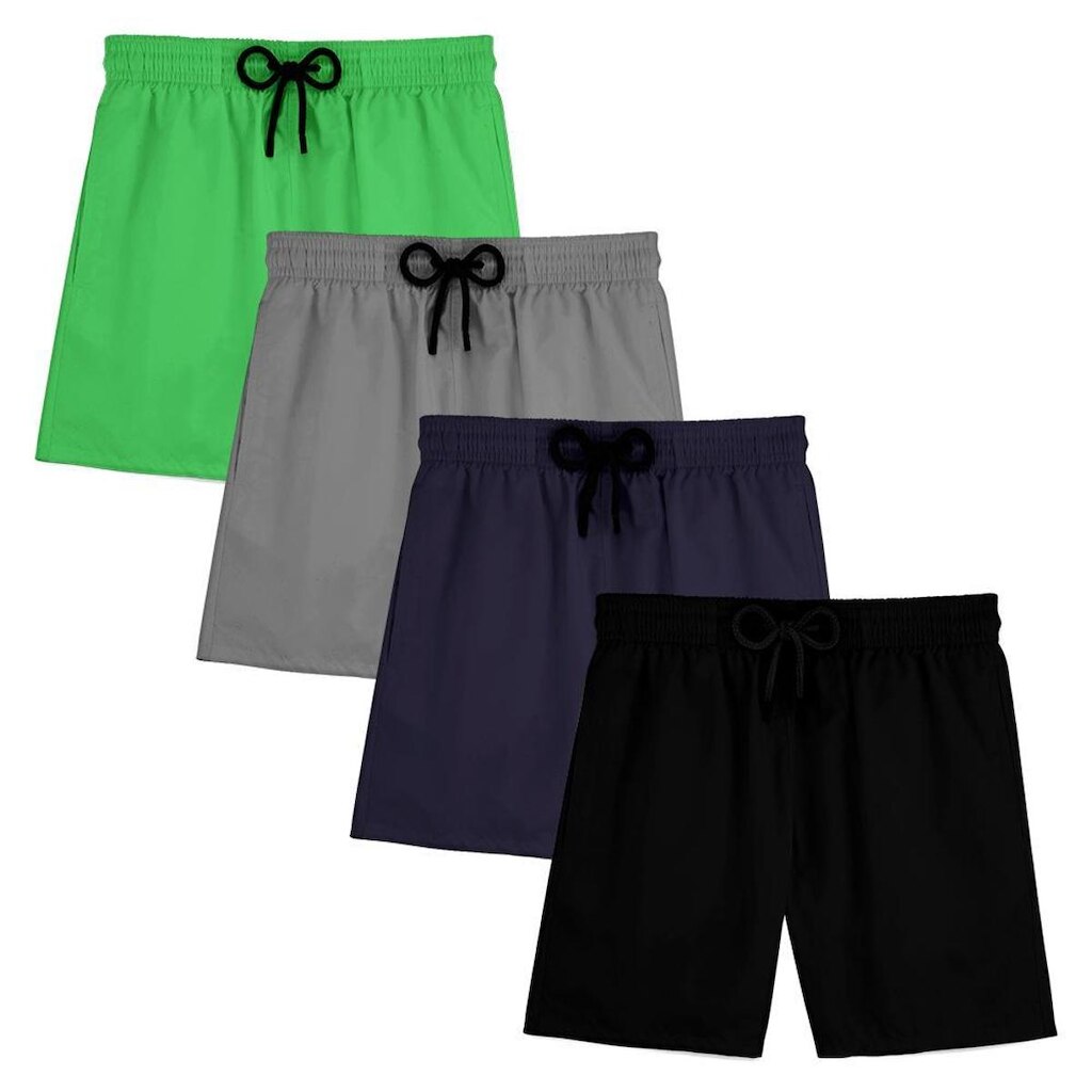 Kit 4 Short Masculino Praia Bermuda Tactel Mauricinho Verão Treino Academia Piscina Esporte Liso