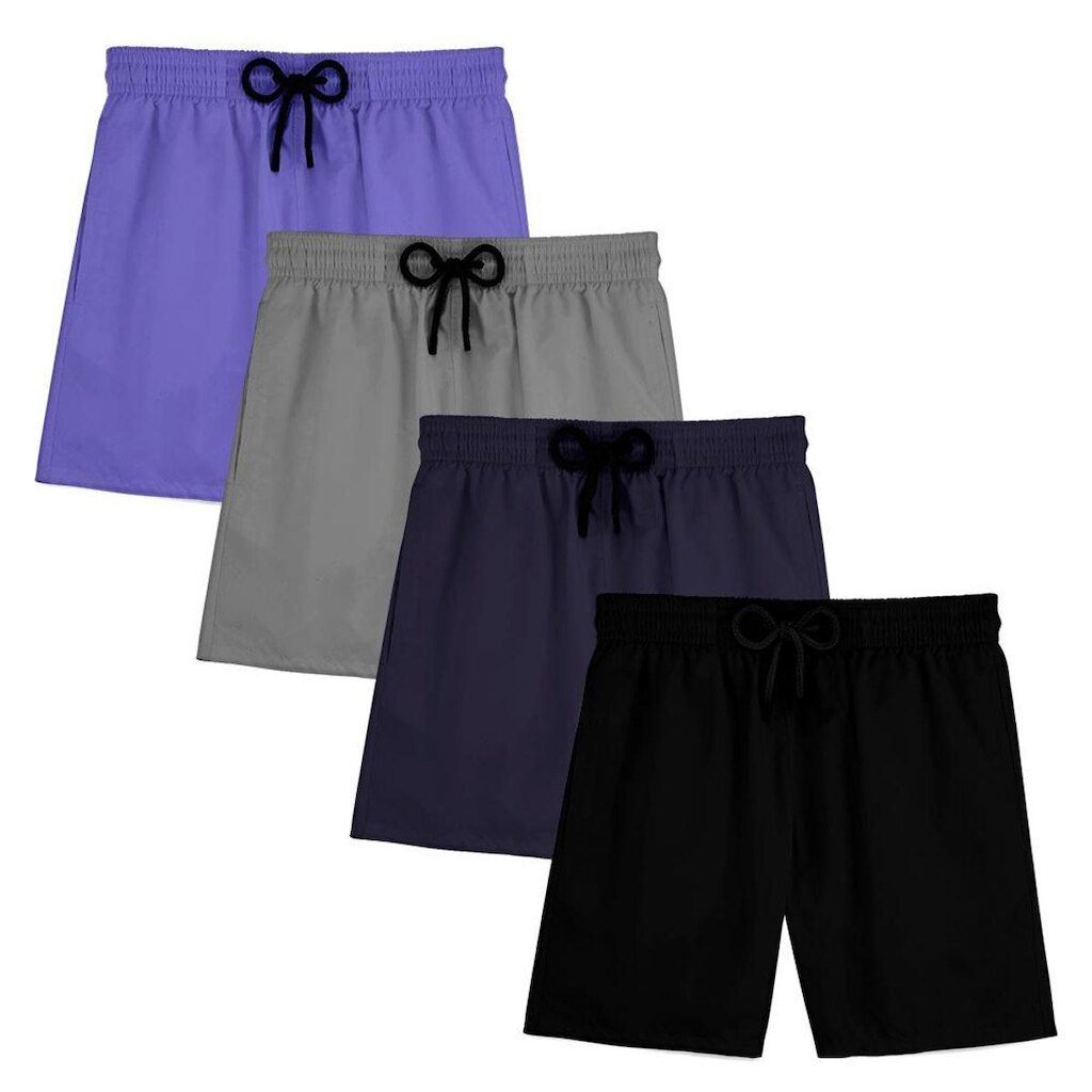 Kit 4 Short Masculino Praia Bermuda Tactel Mauricinho Verão Treino Academia Piscina Esporte Liso