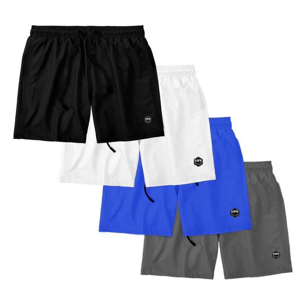 Kit 4 Shorts Bermuda Masculino Básico Mauricinho Tactel