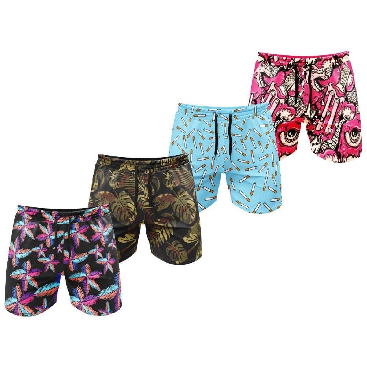 Kit 4 Shorts Bermudas MXC BRASIL Masculino Tactel Mauricinho Estampada Menor preço em Kit 4 Shorts Bermudas MXC BRASIL Masculino Tactel Mauricinho Estampada