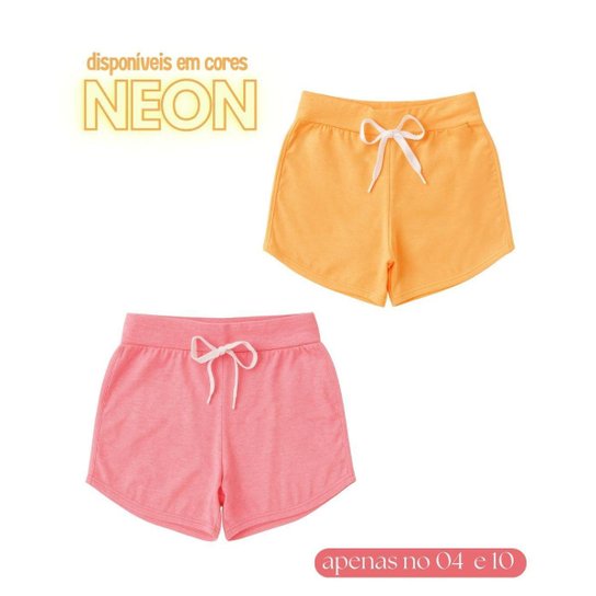 Kit 4 Shorts Infantil Juvenil Menina Algodão + Cotton Roupa Feminina Criança Bermuda Verão 04-16