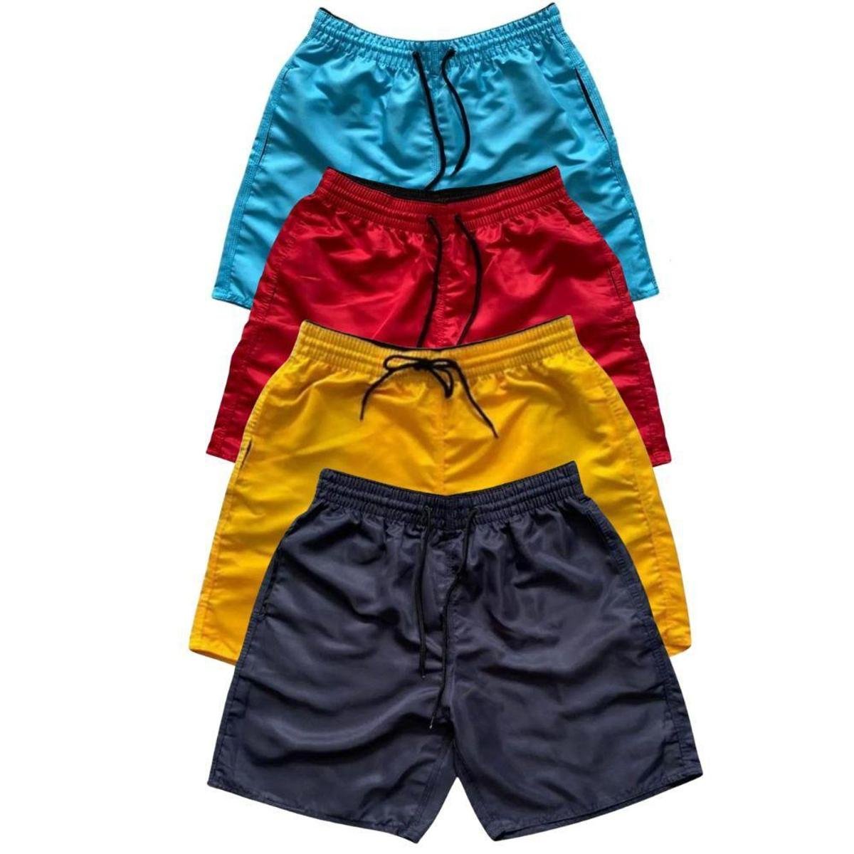Kit 4 Shorts Masculinos Tactel Liso Moda Praia Bermuda Com Bolsos Verão - Azul Escuro Menor preço em Kit 4 Shorts Masculinos Tactel Liso Moda Praia Bermuda Com Bolsos Verão - Azul Escuro