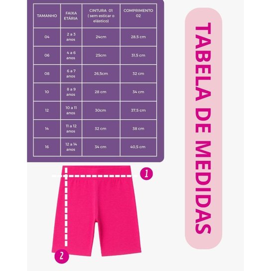 Kit 4 Shorts Menina Ciclista básico Infantil Juvenil Roupa Verão Feminina Algodão + Cotton Tam 4-10