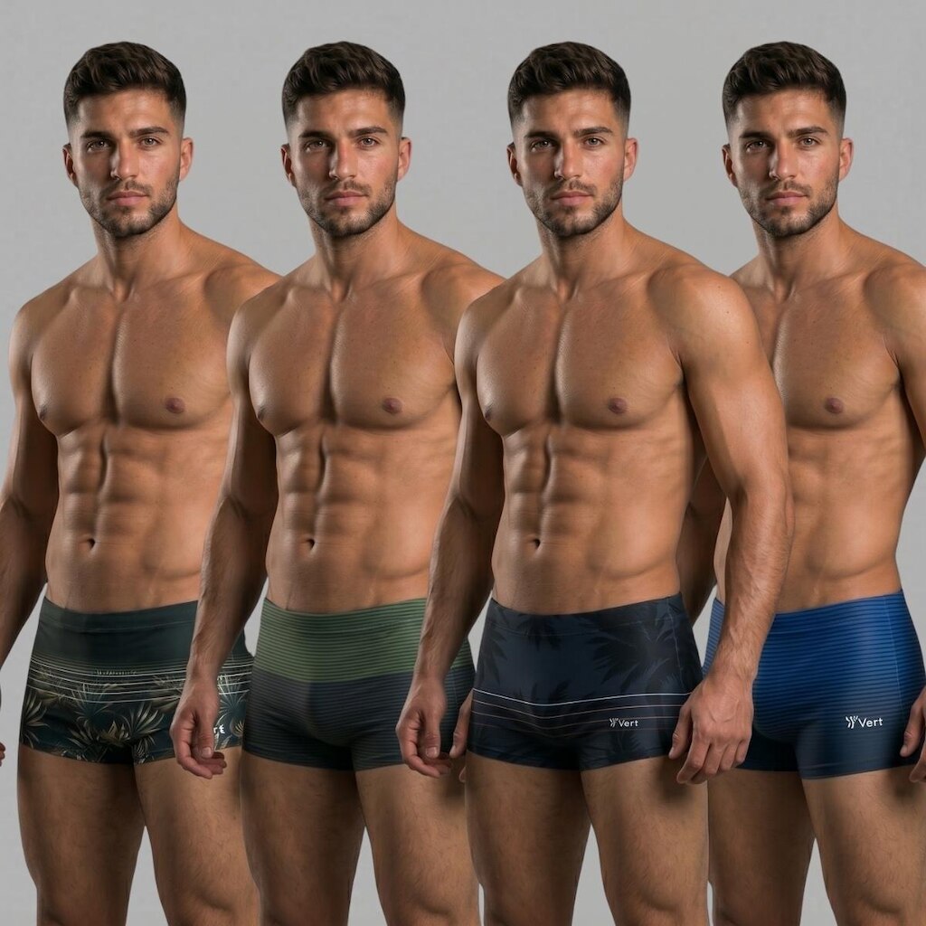 Kit 4 Sungas Masculina Boxer Estampada Lycra Forrada Praia Piscina Proteção UV 50+