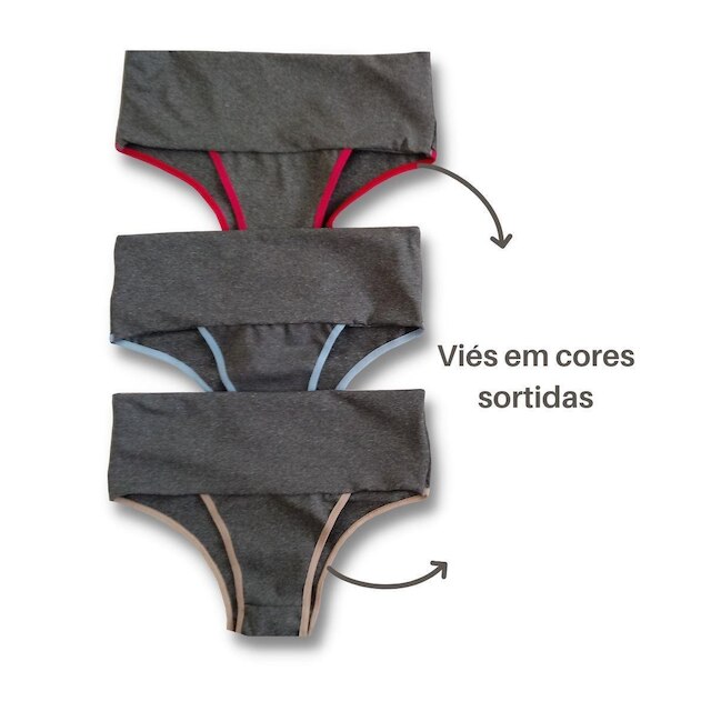 Kit 5 Calcinha Feminina Cós Alto Com Compressão Pra Barriga Viére