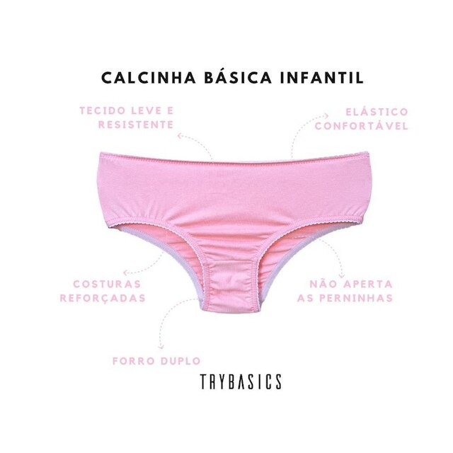 Kit 5 Calcinha Infantil Criança Algodão Cotton Kids Calcinhas