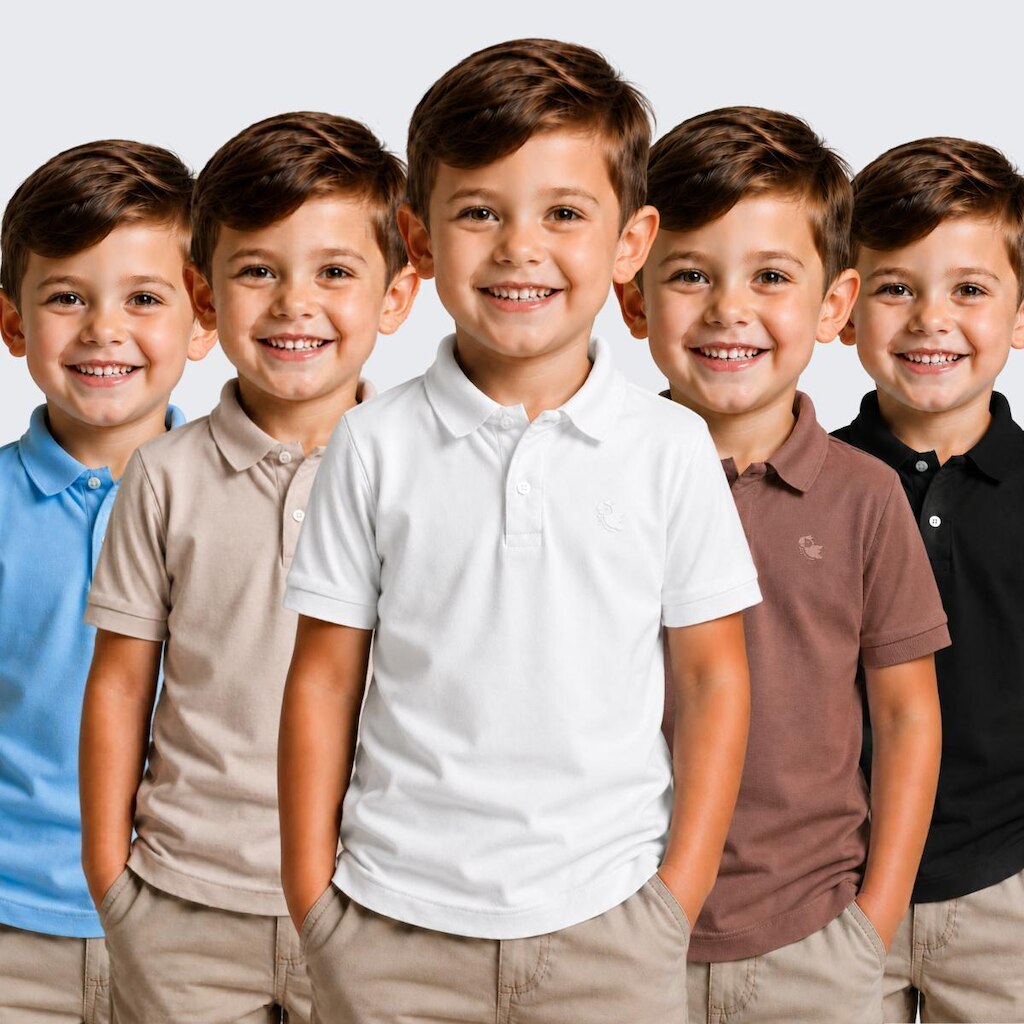 Kit 5 Camisa Polo Infantil Menino Manga Curta