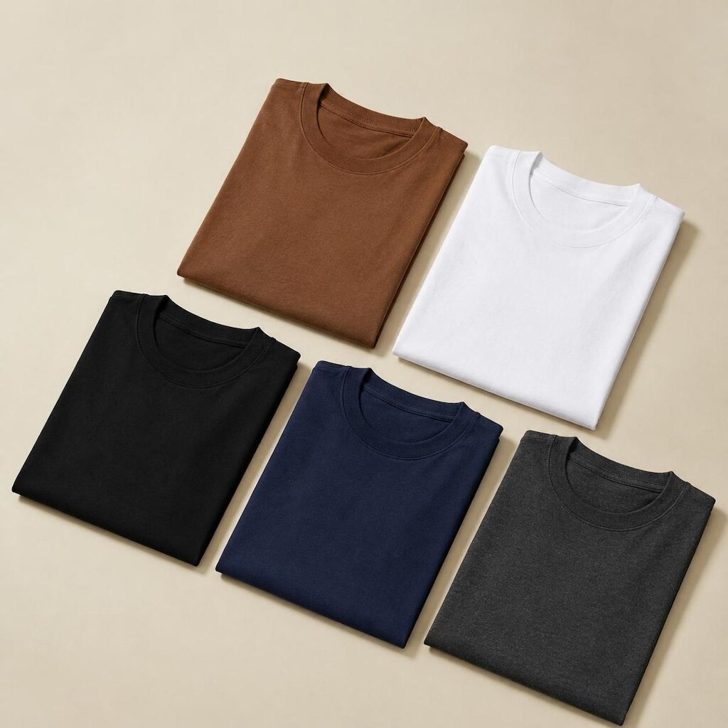 Kit 5 Camiseta Básica Camisa Masculina Algodão Manga Curta
