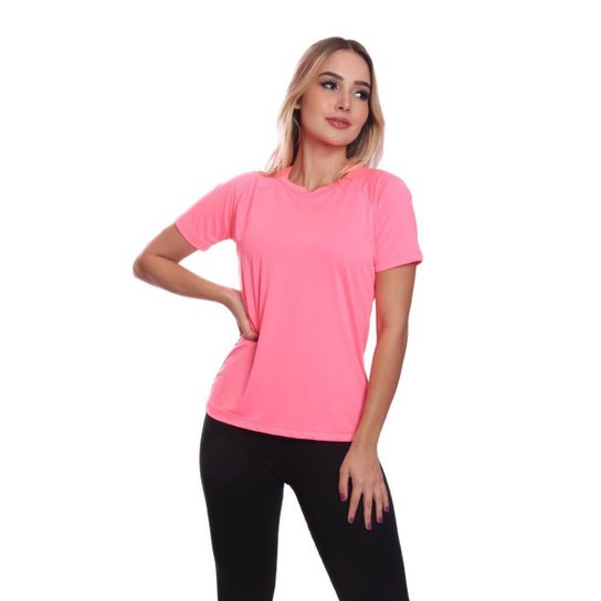 Kit 5 Camiseta Feminina Manga Curta Dry Proteção Solar UV Blusa Baby Look Academia Treino Camisetas