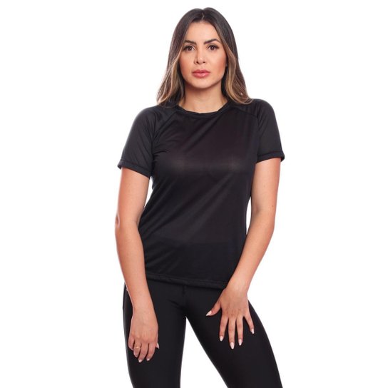 Kit 5 Camiseta Manga Curta Dry Proteção Solar UV Baby Look Feminina