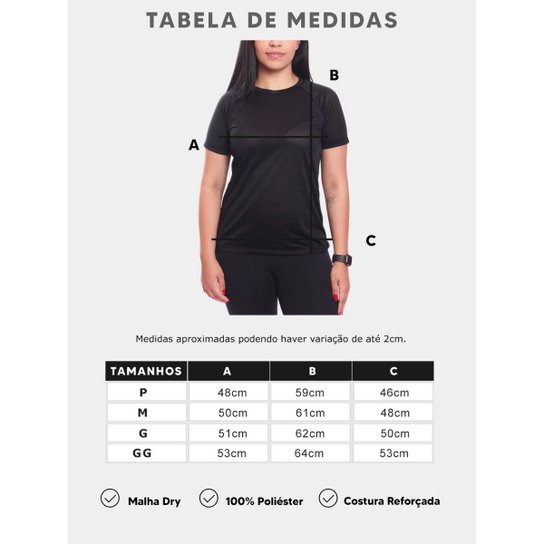 Kit 5 Camiseta Manga Curta Dry Proteção Solar UV Baby Look Feminina