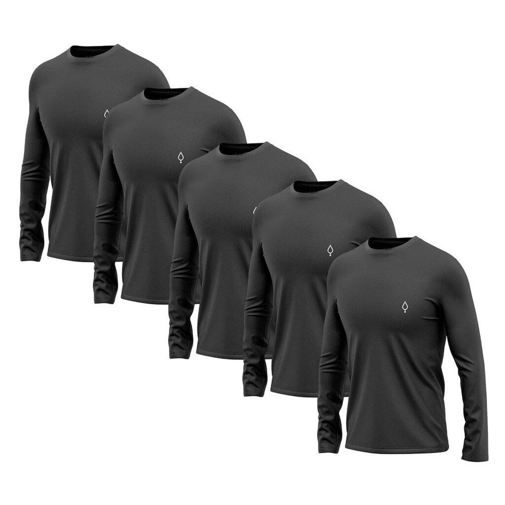 Kit 5 Camiseta Masculina Dry Manga Longa Academia Camisetas