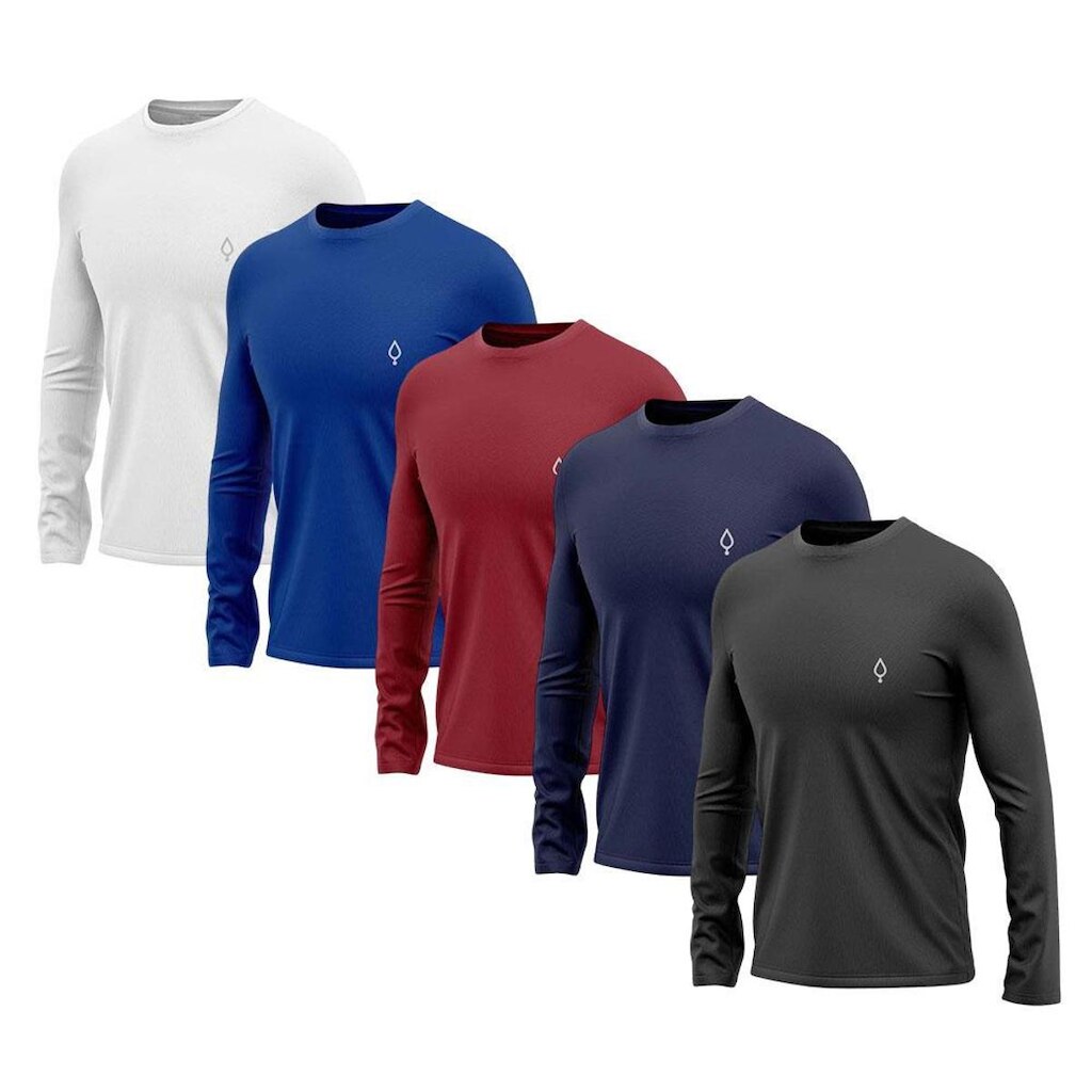 Kit 5 Camiseta Masculina Dry Manga Longa Academia Camisetas
