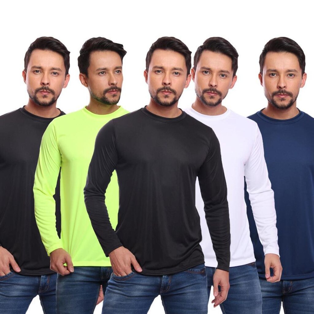 Kit 5 Camiseta Masculina Manga Longa Proteção Solar UV 50