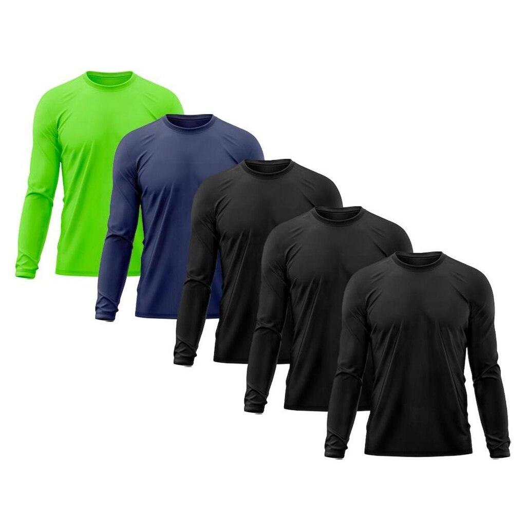 Kit 5 Camiseta Masculina Proteção Solar UV Térmica Praia Esporte Academia Tecido Dry Camisetas