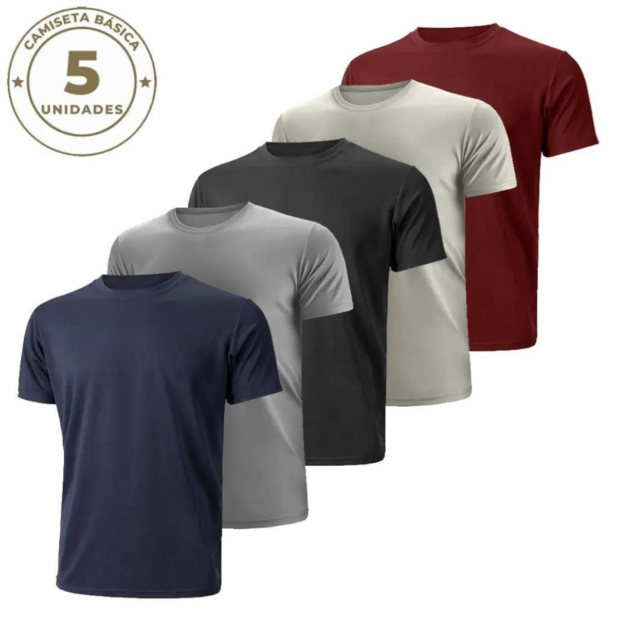Kit 5 Camisetas Básicas Masculinas Casual Várias Cores Menor preço em Kit 5 Camisetas Básicas Masculinas Casual Várias Cores