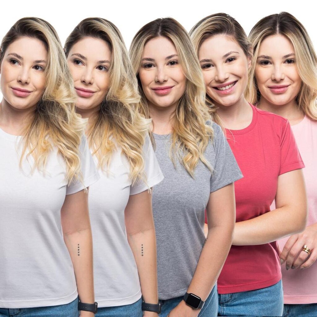 Kit 5 Camisetas Feminina Tshirt Manga Curta Basica Lisa