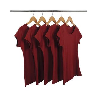 Kit 5 Camisetas Femininas de Algodão Premium Baby Look Básica Lisa