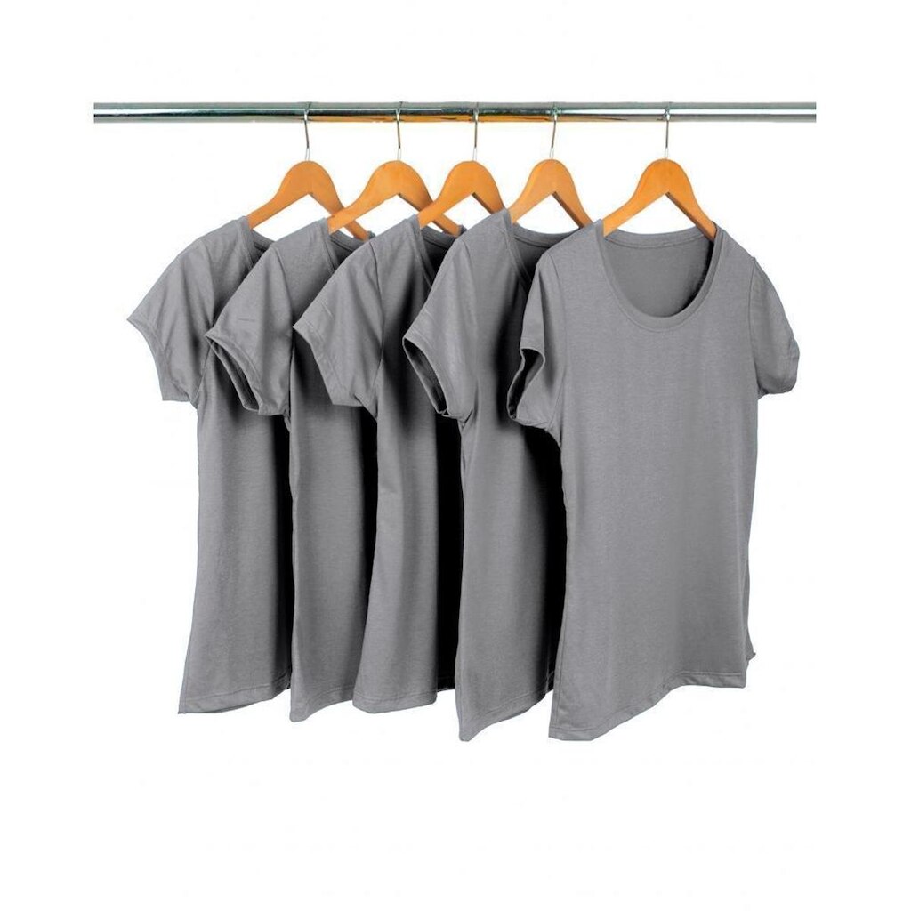 Kit 5 Camisetas Malha Fria Feminina Baby Look Malha PV