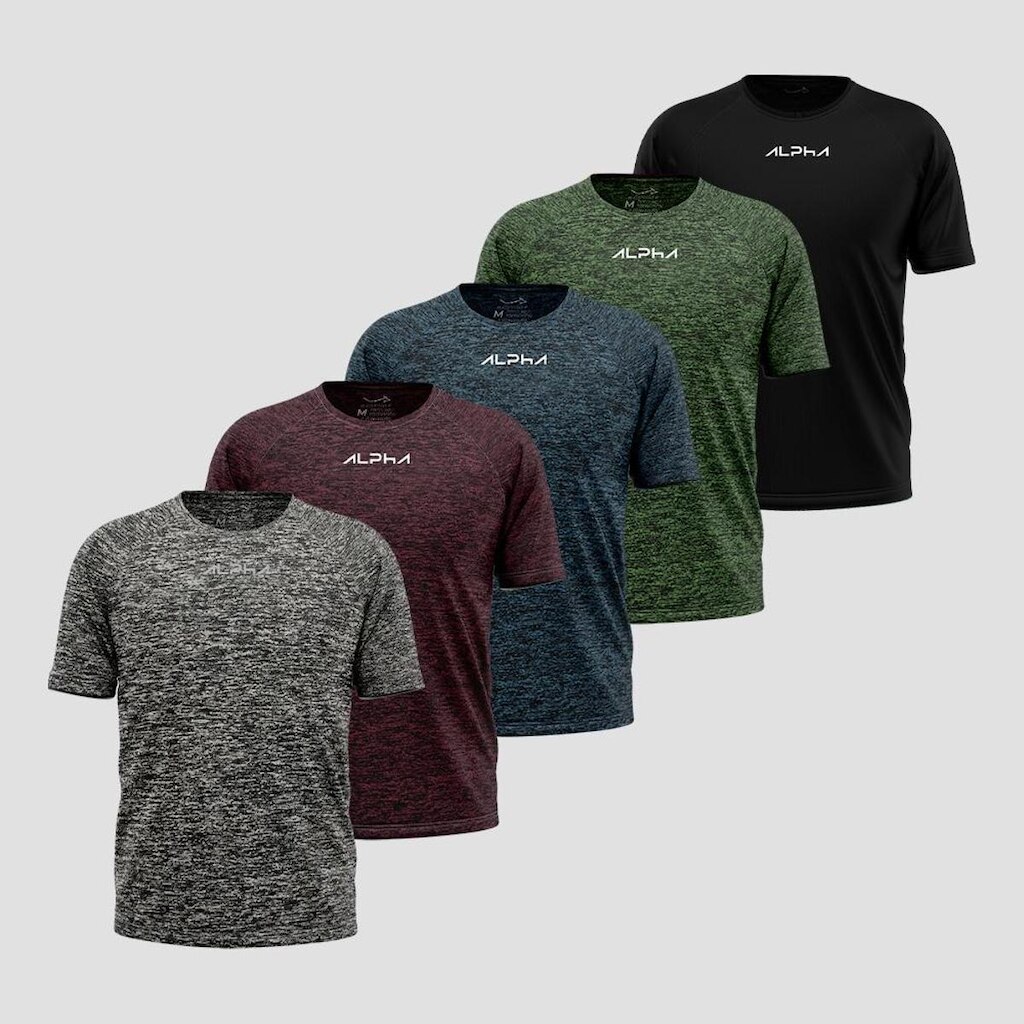 Kit 5 Camisetas New Fluid Mescla Dry Alpha Masculina