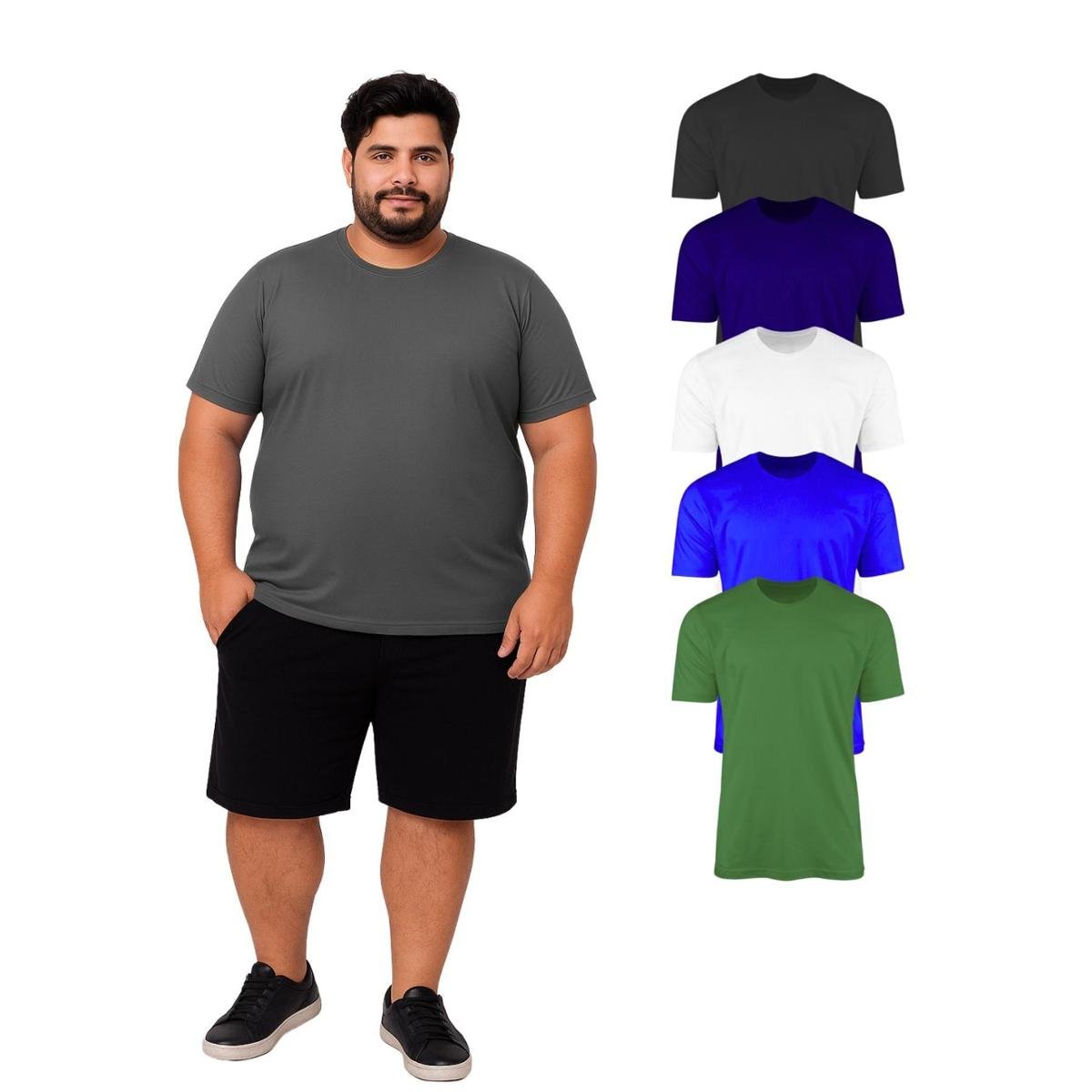 Kit 5 Camisetas Plus Size Ast Store 100% Poliéster Masculina Menor preço em Kit 5 Camisetas Plus Size Ast Store 100% Poliéster Masculina