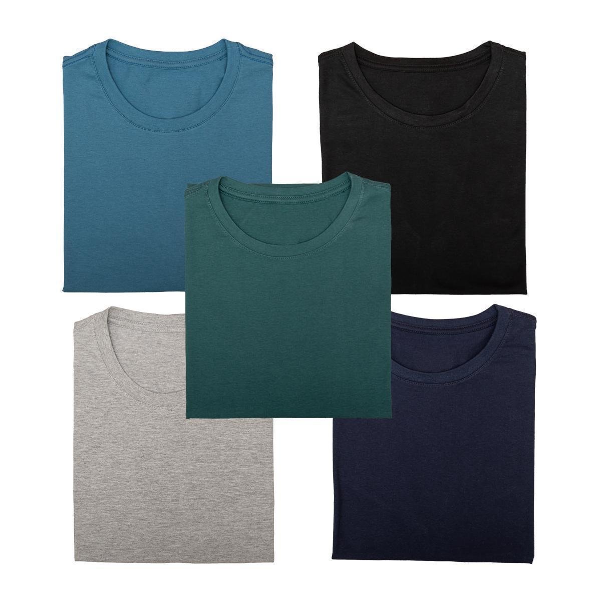 Menor preço em Kit 5 Camisetas Slim 100% Algodão Corte em V Qualidade Masculina marca Luau Brasil