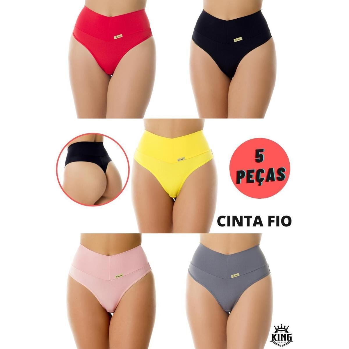 Kit 5 Cinta Cós Alto Duplo Cintura Alta Tanga Conforto Lingerie Menor preço em Kit 5 Cinta Cós Alto Duplo Cintura Alta Tanga Conforto Lingerie
