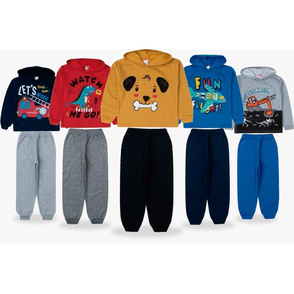Kit 5 Conjuntos Moletom Infantil Masculino Inverno Menino - Azul Menor preço em Kit 5 Conjuntos Moletom Infantil Masculino Inverno Menino - Azul