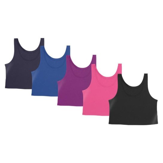Kit 5 Cropped Good Look Regata Cavado Dry Proteção Solar UV Feminino