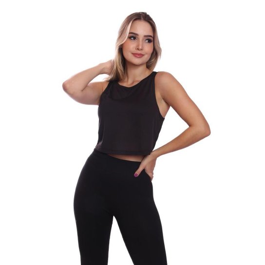 Kit 5 Cropped Regata Cavado Dry Proteção Solar UV Feminino Fitness Academia Treino Blusinha