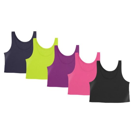 Kit 5 Cropped Regata Cavado Dry Proteção Solar UV Feminino Fitness Academia Treino Blusinha