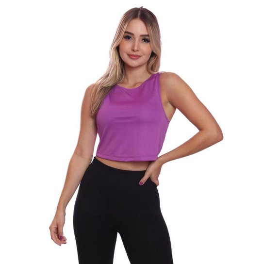 Kit 5 Cropped Regata Cavado Dry Proteção Solar UV Feminino Fitness Academia Treino Blusinha