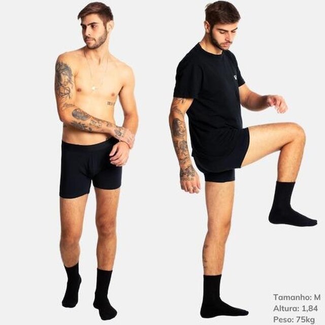 Kit 5 Cuecas Box Boxer Masculina Com Elastano Preta Conforto