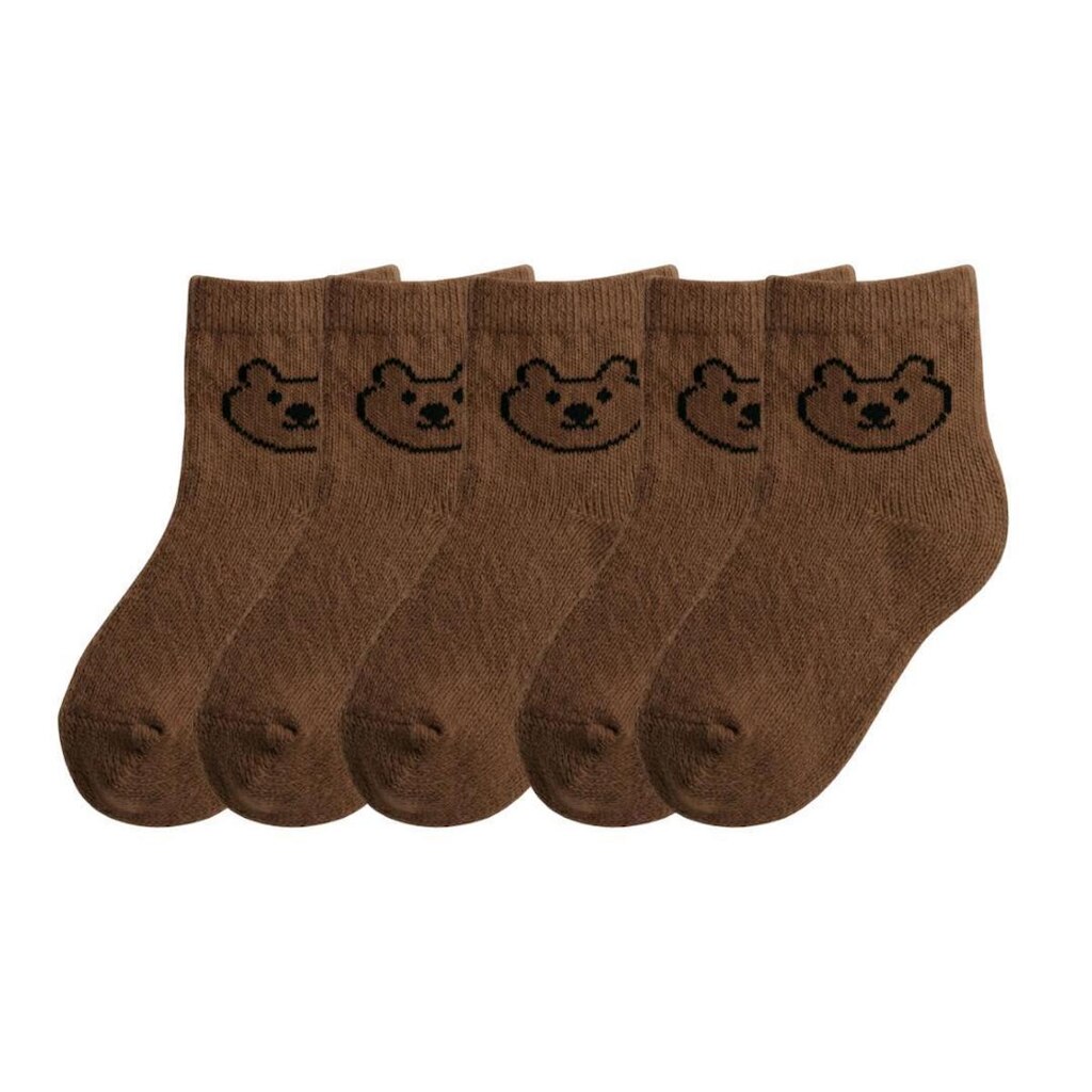 Kit 5 Pares Meias Bebê Infantil Urso Algodão Cano Médio Ursinho Fofo Unissex