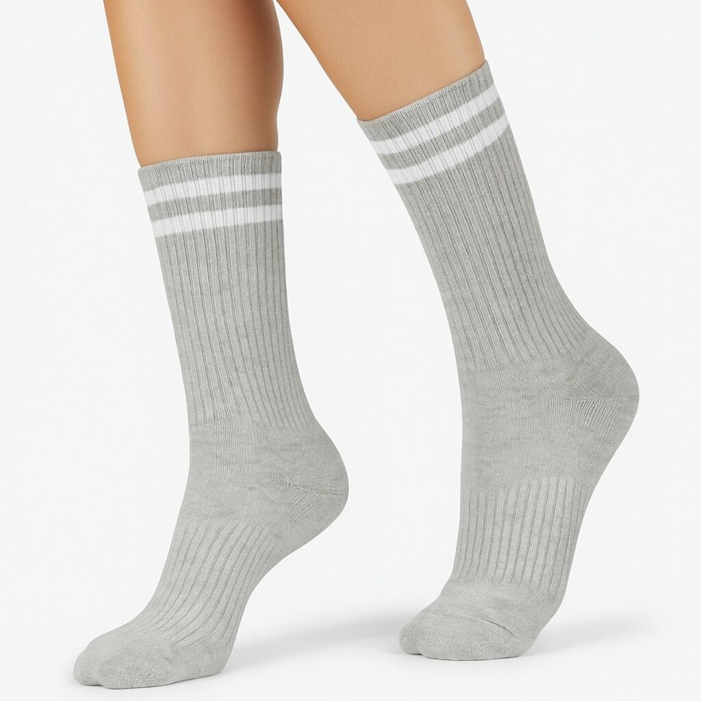 Kit 5 Pares Meias Listradas Cano Médio Algodão Academia Cross Skate Caminhada Rua hip hop 2 Listras