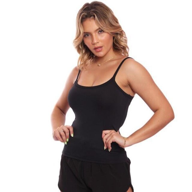 Kit 5 Regatas De Alcinha Canelado Lisa Básica Feminina