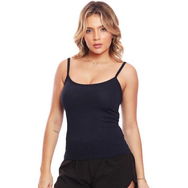 Kit 5 Regatas De Alcinha Canelado Lisa Básica Feminina