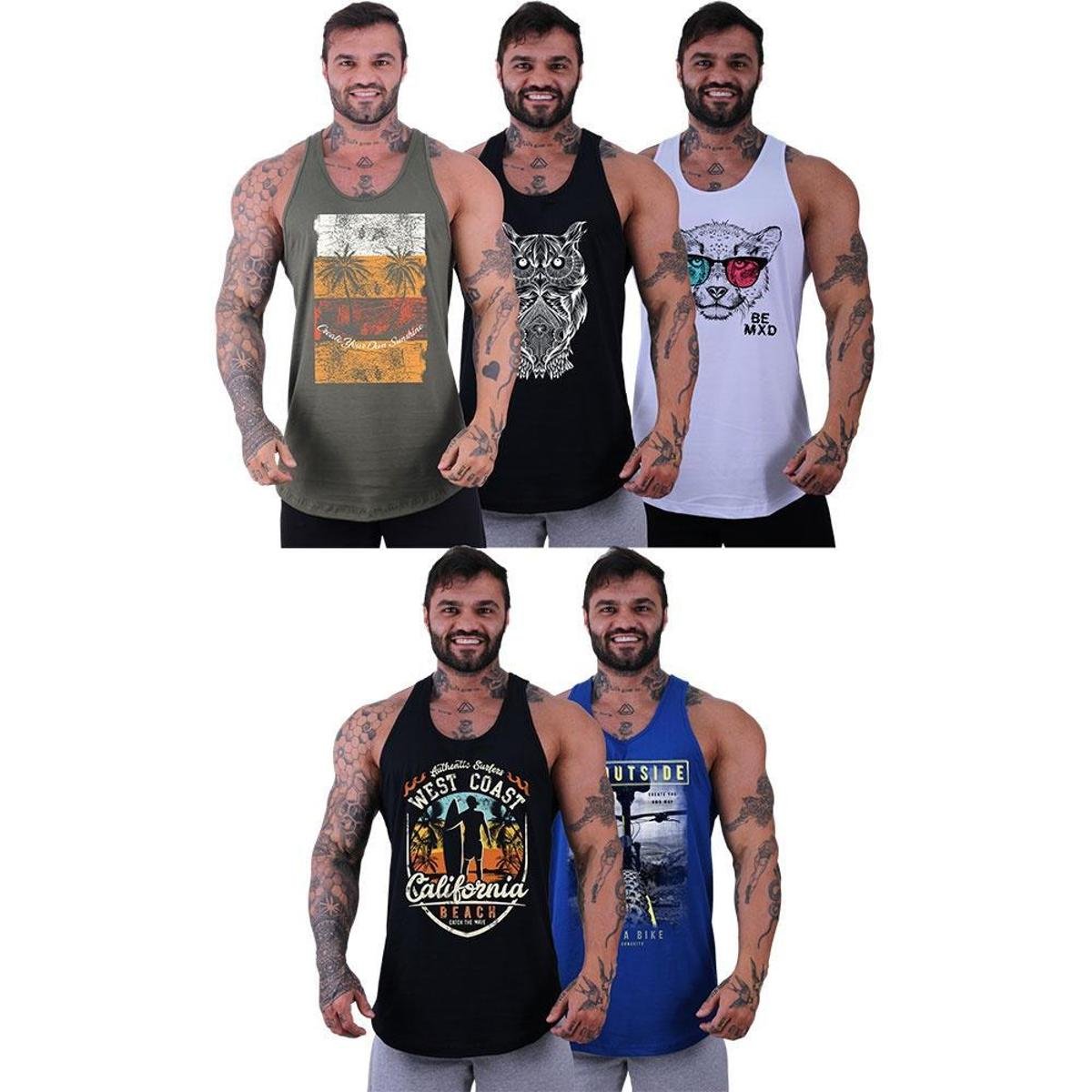 Kit 5 Regatas Longline Cavada Masculina MXD Conceito Sport Fitness Academia Musculação - Cinza+Preto é ruim? Kit 5 Regatas Longline Cavada Masculina MXD Conceito Sport Fitness Academia Musculação - Cinza+Preto é boa?