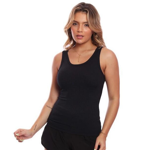 Kit 5 Regatas Nadador Canelada Feminina Lisa Blusa Básica