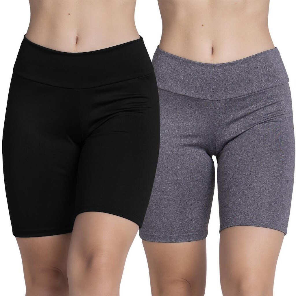 Kit 5 Short Treino Meia Coxa Legging Suplex Fitness Liso Cós Alto