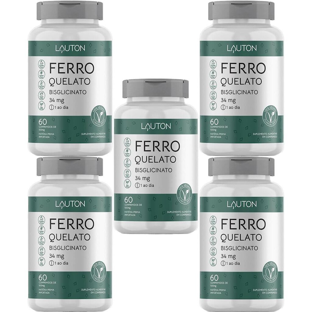 Kit 5X Bisglicinato - 60 Comprimidos - Lauton Nutrition