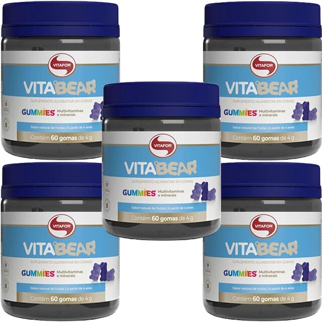 Kit 5X Vitabear - 60 Gomas Sabor Natural de Frutas - Vitafor