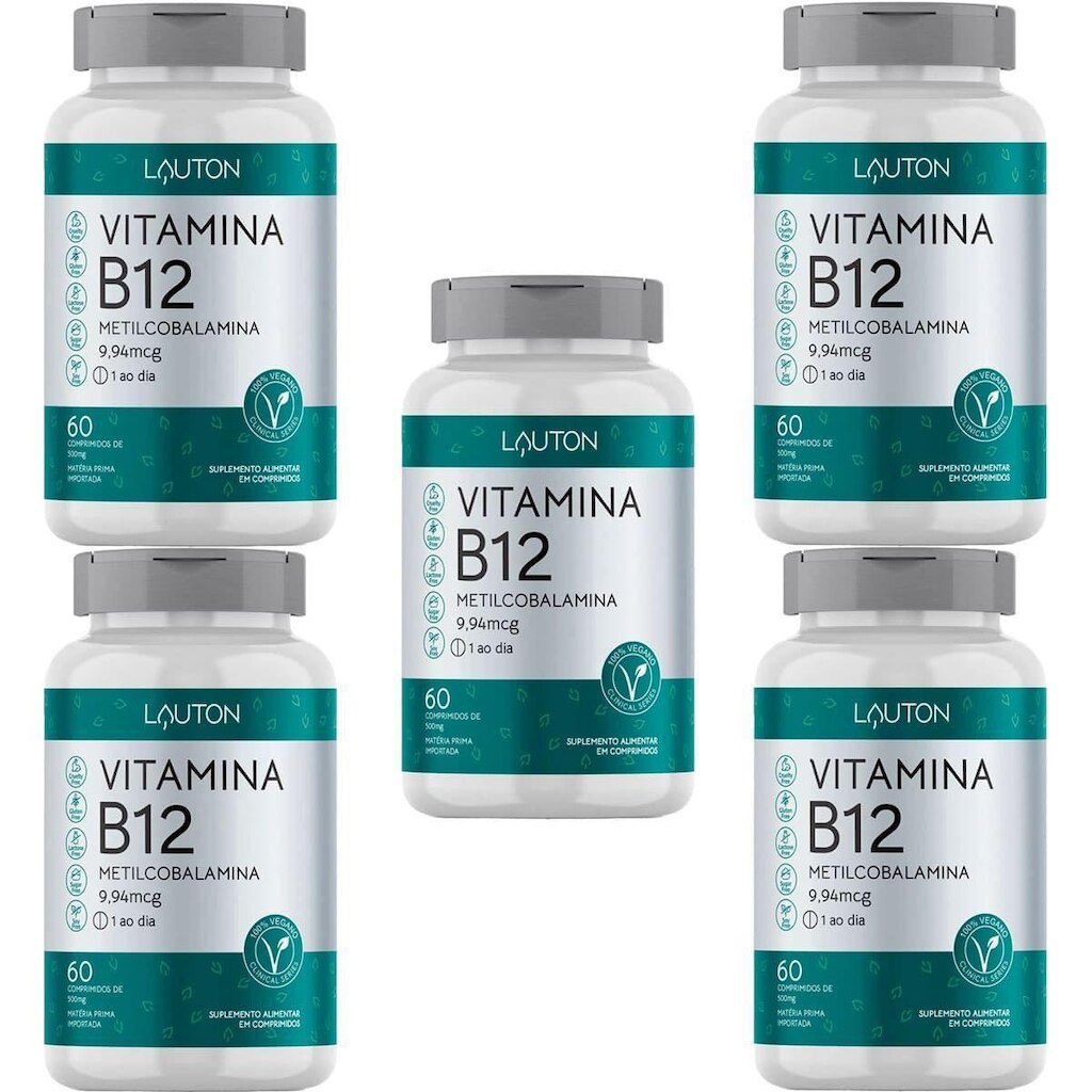 Kit 5X Vitamina B12 Metilcobalamina - 60 Comprimidos - Lauton Nutrition